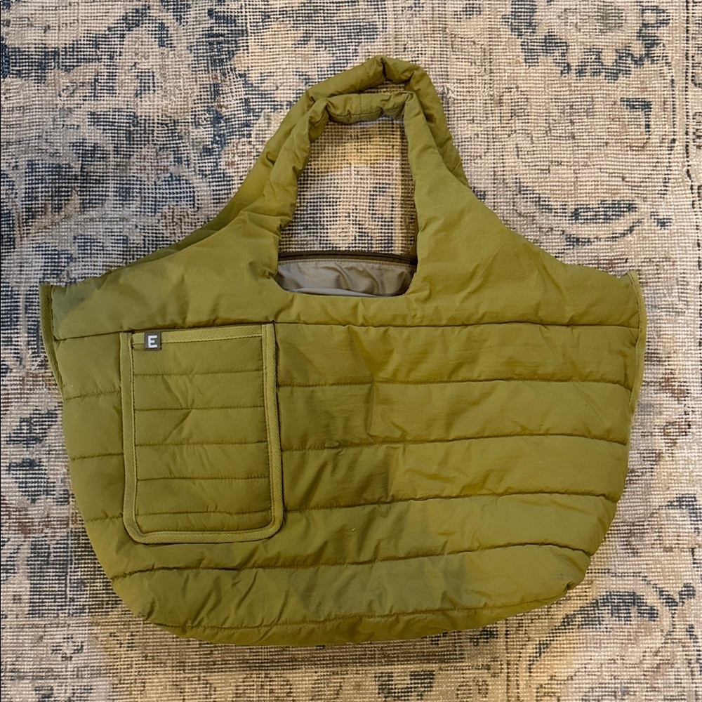Olive Quilted Tote Bag